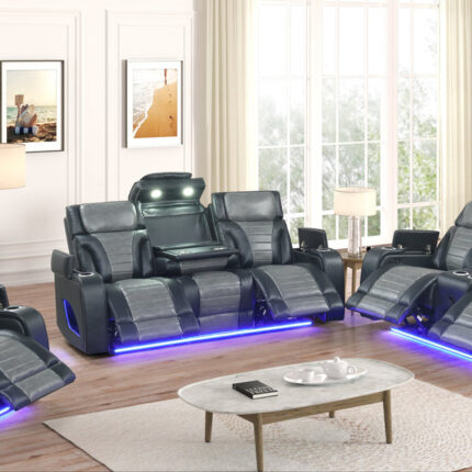S4200 3pc Reclining living set (Black)